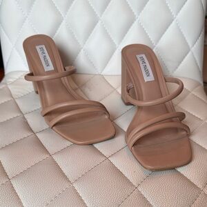 Steve Madden Nude Strappy Block Heels